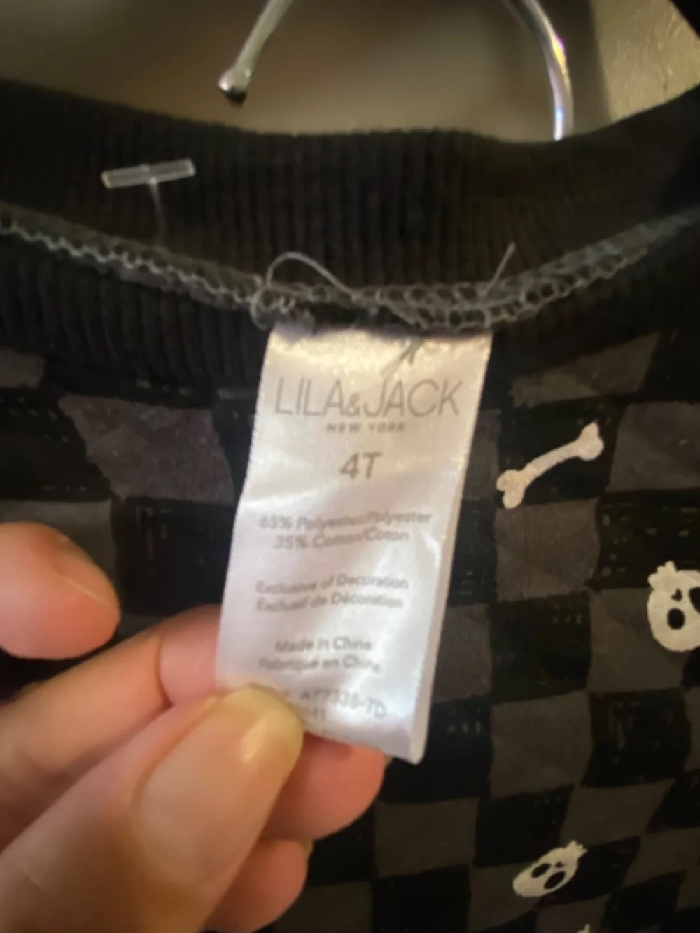 NWT Lilia & Jack Halloween Black & Gray Checkered Skulls and Bones Jogger Set 4T